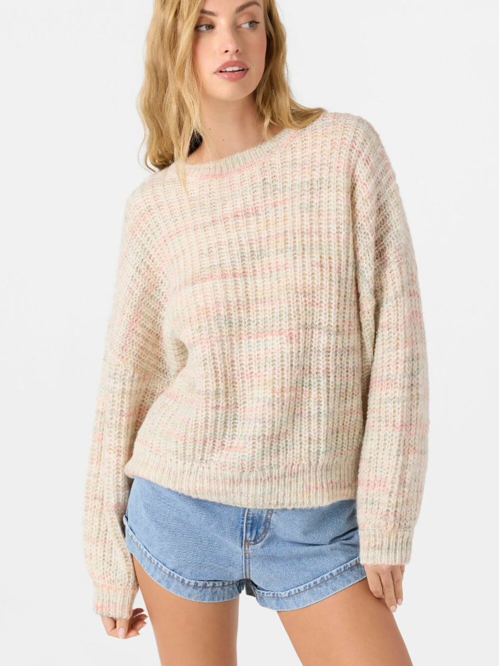 NWT O'Neill Bayou S Multicolor Cream Bayou Long Sleeve Pullover Sweater